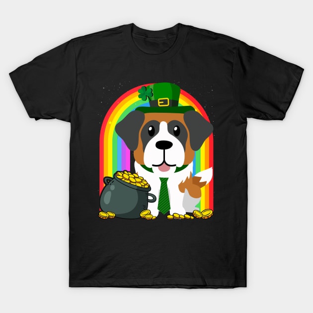 Saint Pierre Rainbow Irish Clover St Patrick Day Dog Gift design T-Shirt by theodoros20